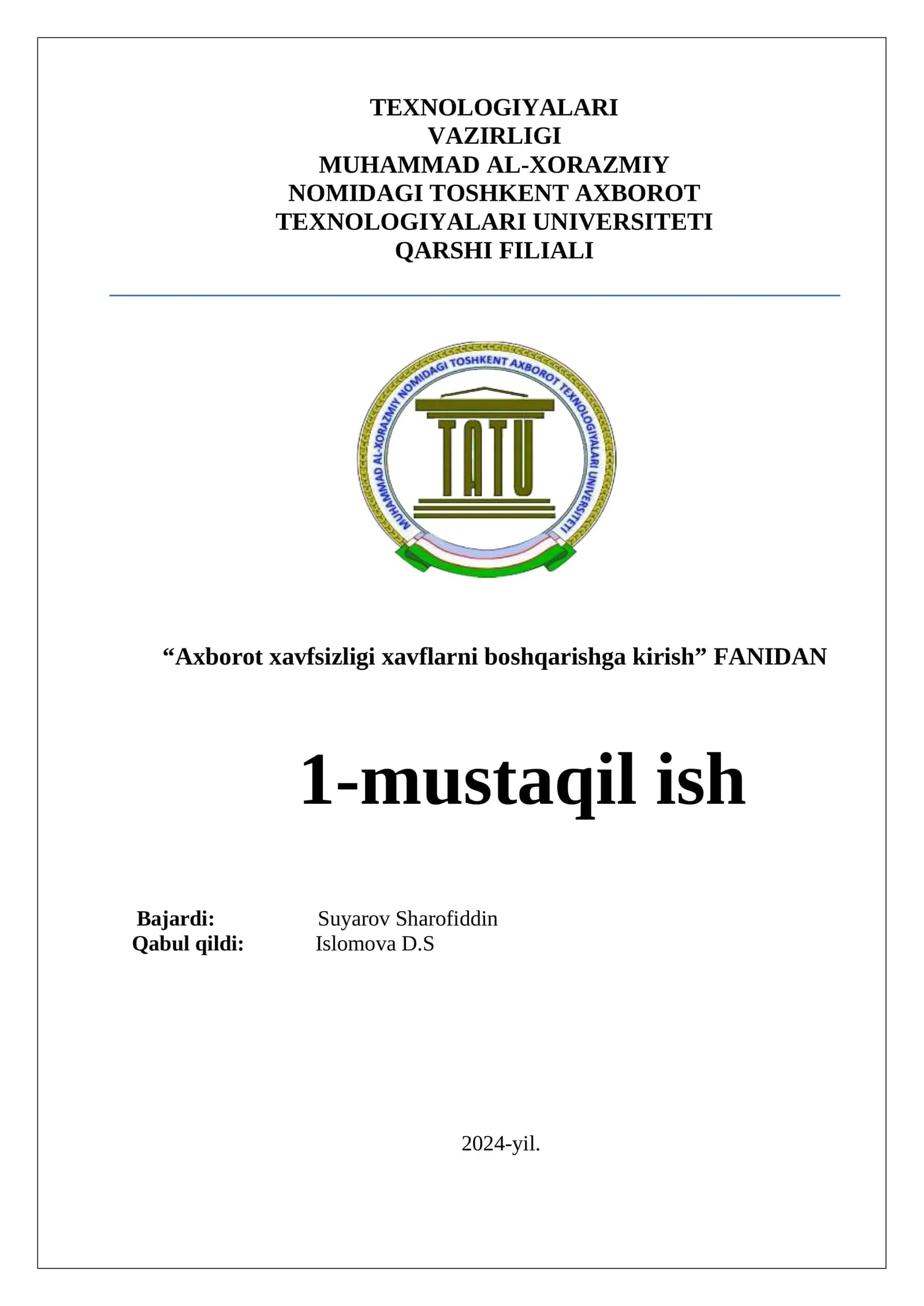 Аxborot xavfsizligini boshqarish tizimlari