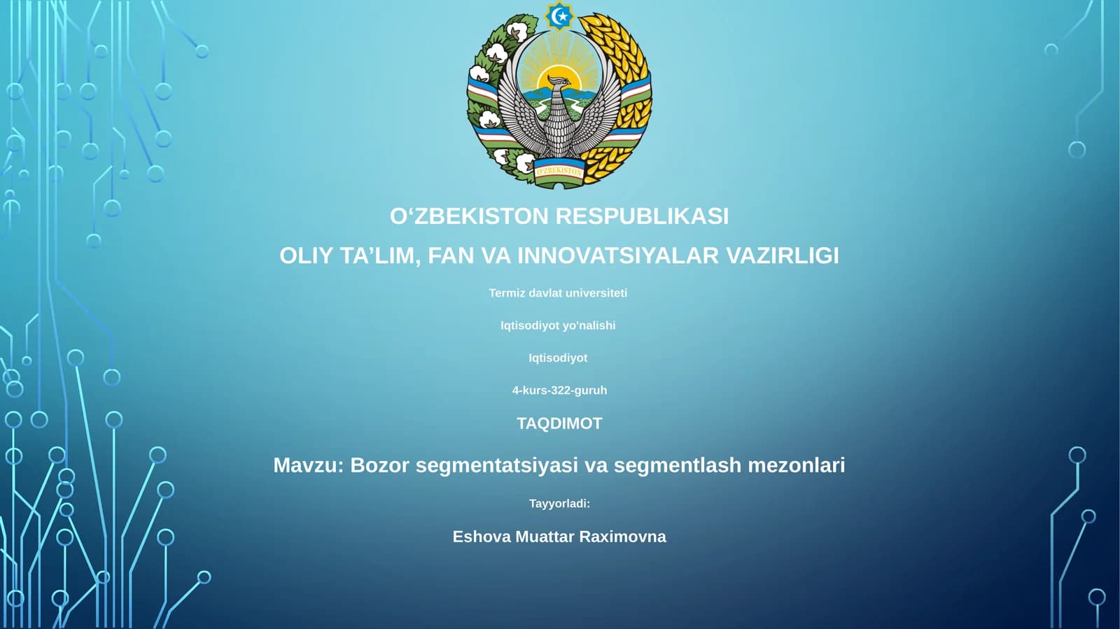 Bozor segmentatsiyasi va segmentlash mezonlari