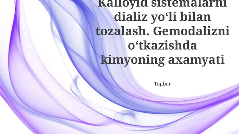 Gemodiyalizni Amalga Oshirishda Kimyoning Ahamiyati