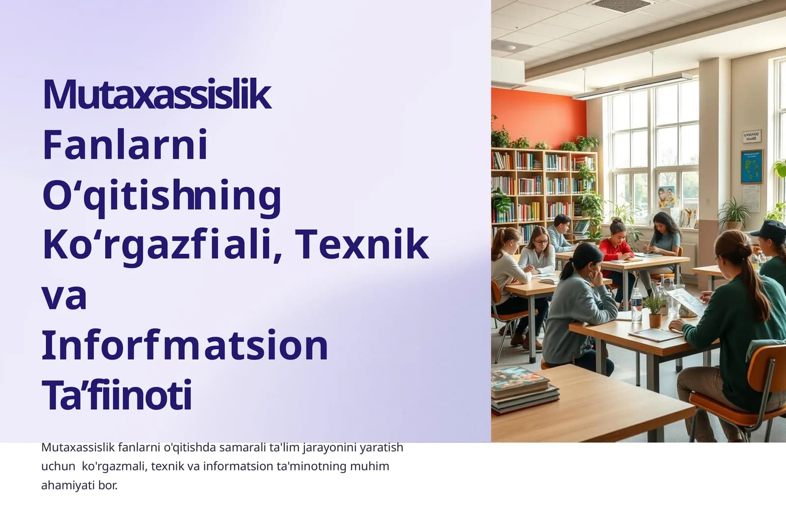 Mutaxassislik Fanlarni O'qitishning Ko'rgazfiali