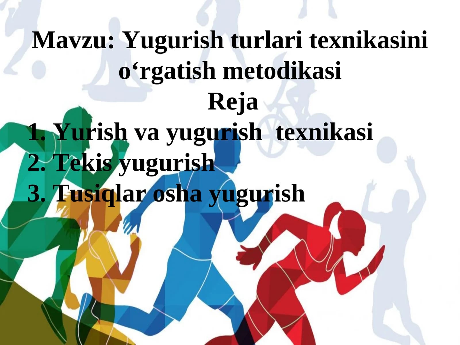 Yugurish turlari texnikasini o‘rgatish metodikasi
