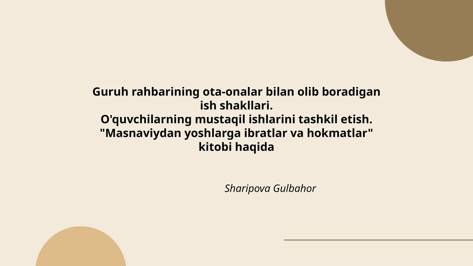 Masnaviydan yoshlarga ibratlar va hokmatlar