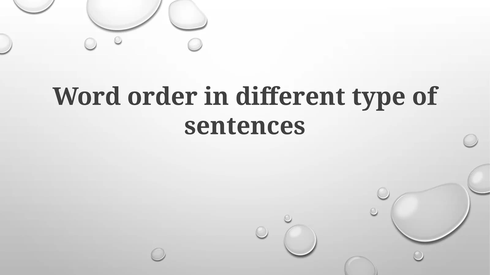 Word order in different type of sentences