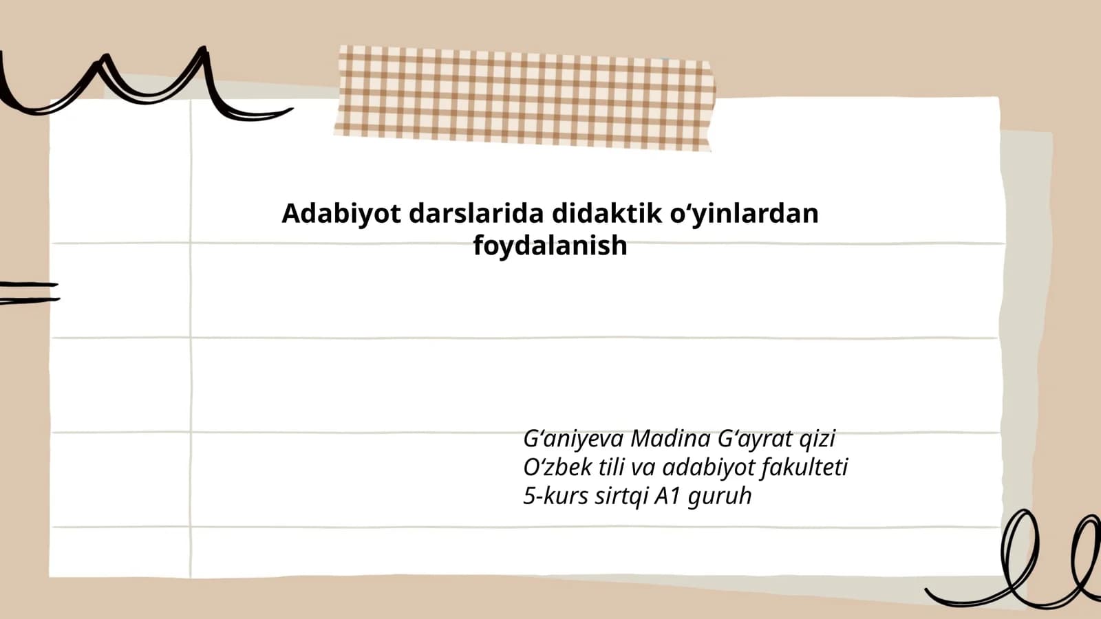 Adabiyot darslarida didaktik oʻyinlardan foydalanish