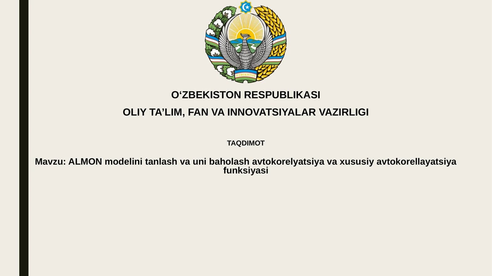 ALMON modelini tanlash va unibaholash