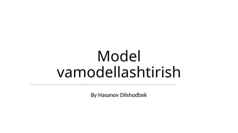 Model vamodellashtirish