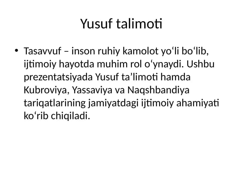 Yusuf talimoti
