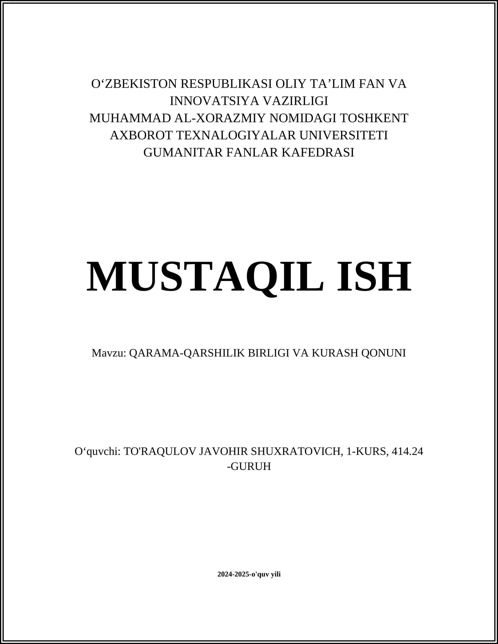 Qarama-qarshilik birligi va kurash qonunining asosiy tamoyillari