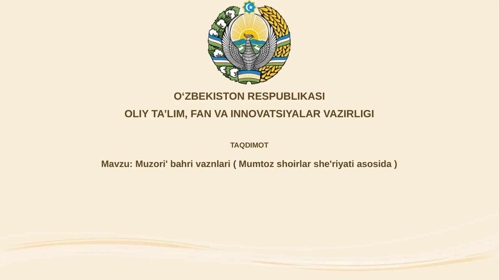 Muzori'bahrivaznlari(Mumtozshoirlarshe'riyatiasosida)