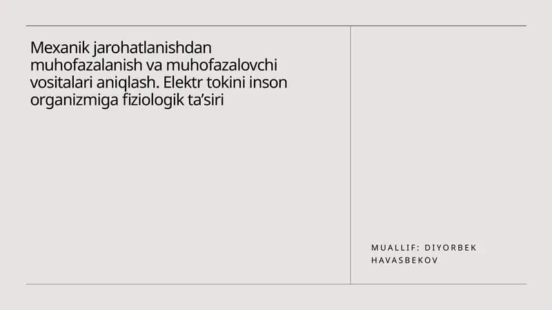 Mexanik zararlar va himoya qurilmalari identifikatsiyasi