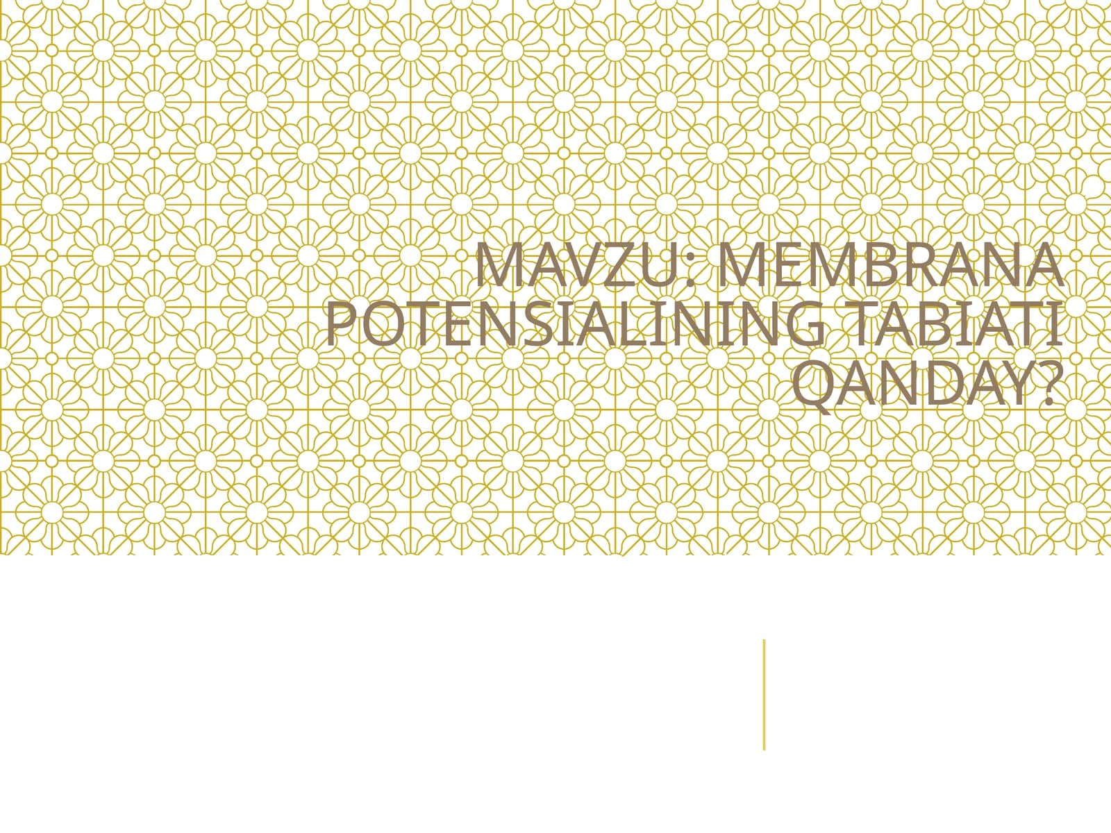 MEMBRANA POTENSIALINING TABIATI QANDAY?