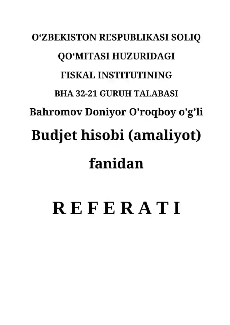 Budjet hisobi (amaliyot)