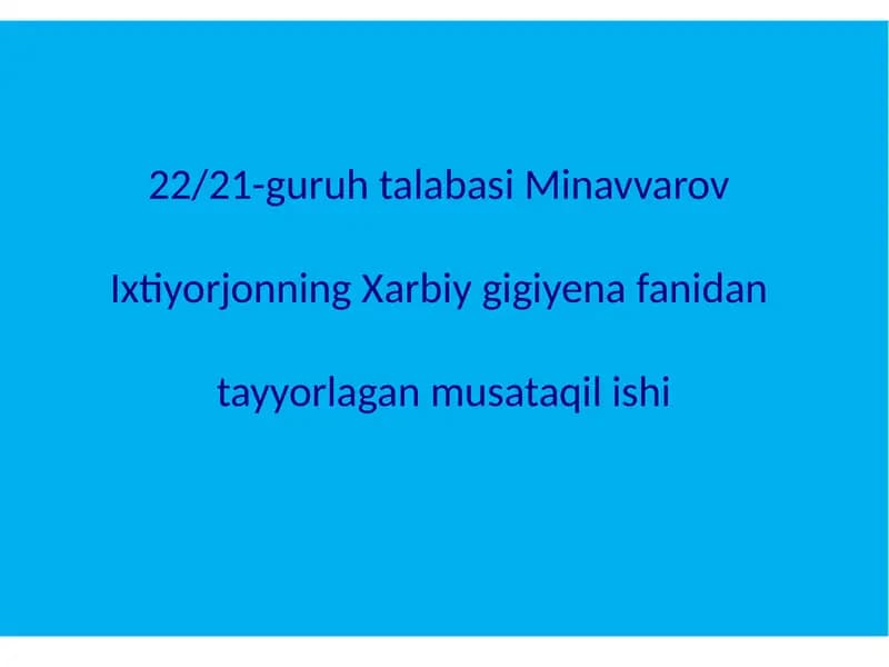Gigiena fanining rivojlanishi