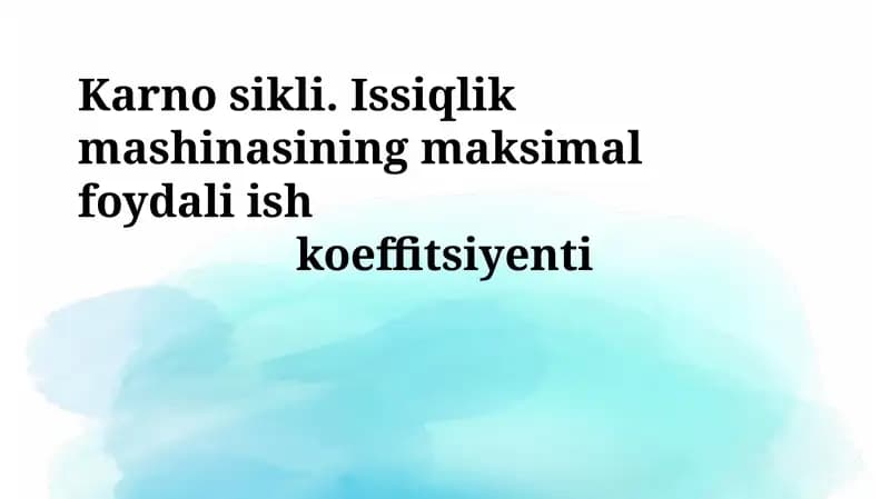 Karno sikli va issiqlik dvigatellari