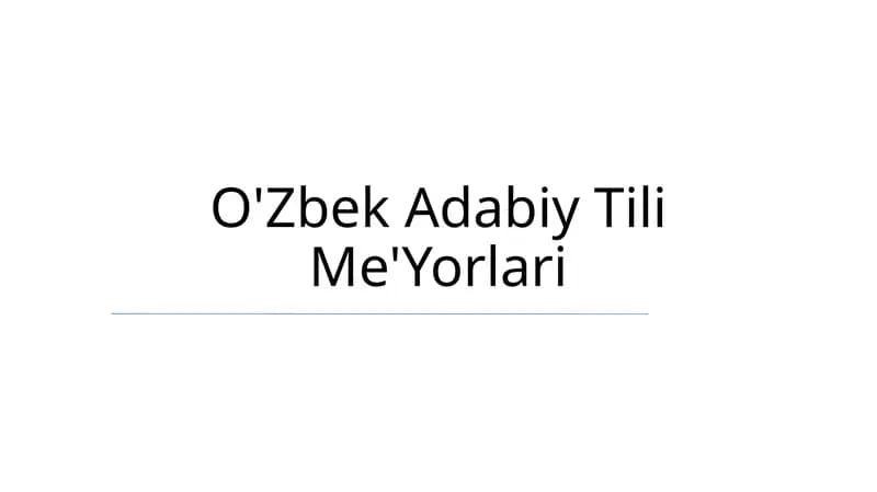 O'Zbek Adabiy Tili Me'Yorlari
