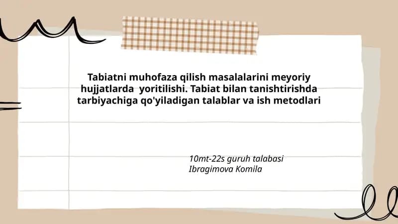 Tabiatni muhofaza qilish masalalarini meyoriy hujjatlarda yoritilishi