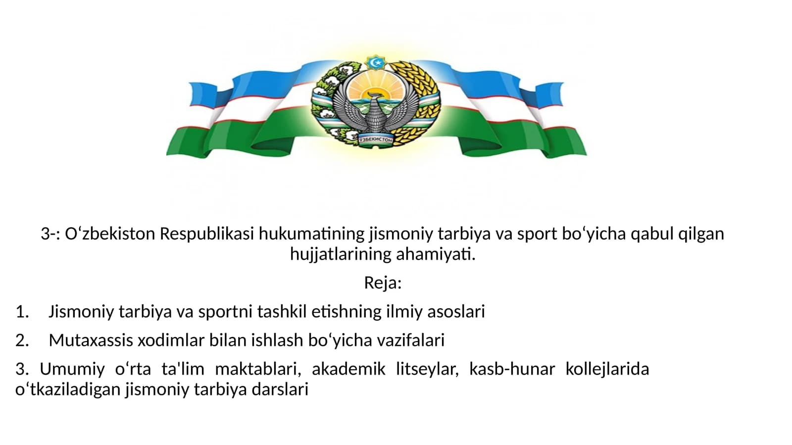 Jismoniy tarbiya va sportni tashkil etishning ilmiy asoslari