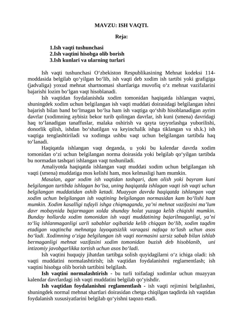 Ish vaqti