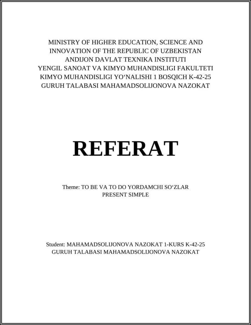 TO BE VA TO DO YORDAMCHI SOʻZLAR