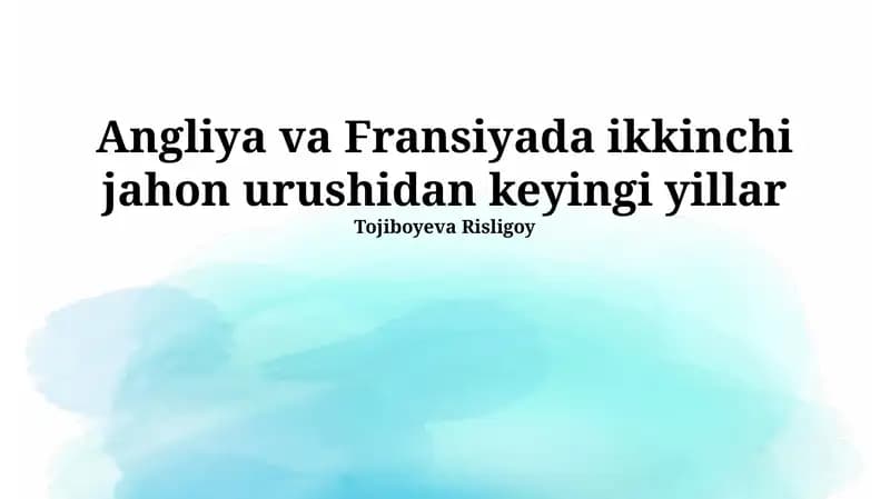 Ikkinchi Jahon Urushidan Keyingi Angliya