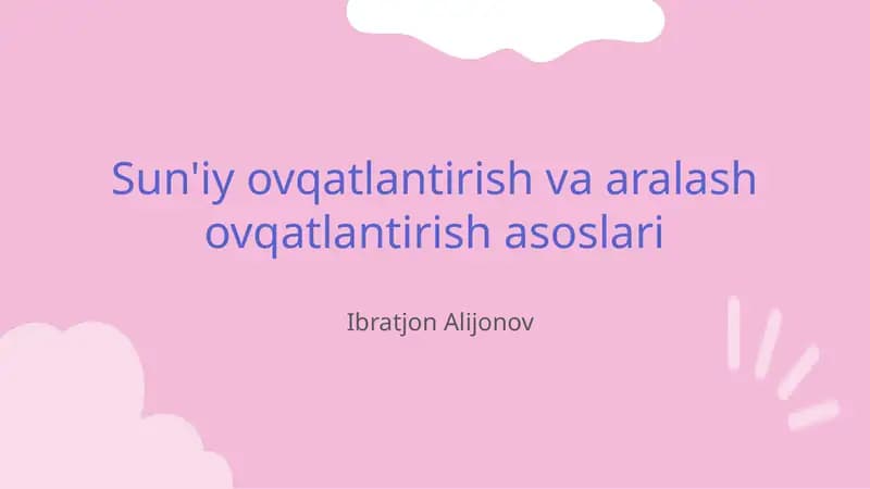 Sun'iy ovqatlantirish va aralash ovqatlantirish asoslari
