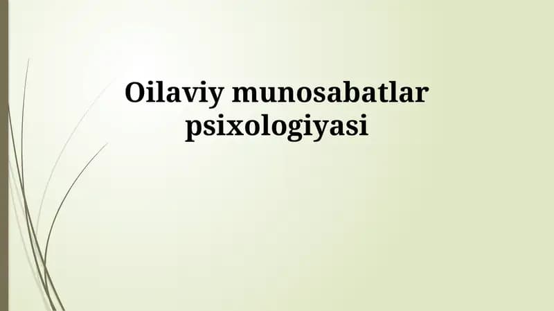 Oilaviy munosabatlar psixologiyasi