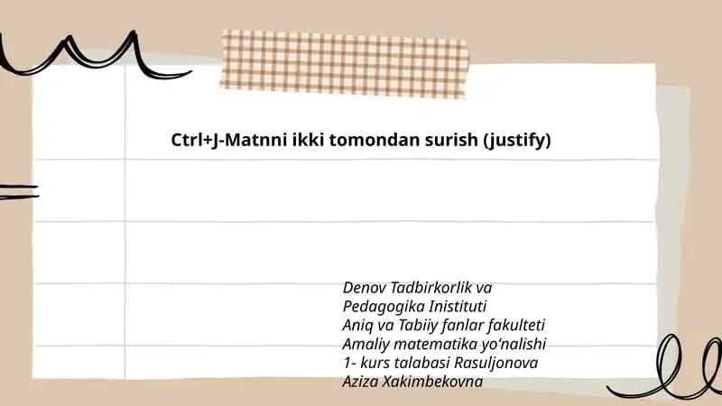 Matnni ikki tomondan surish (justify)