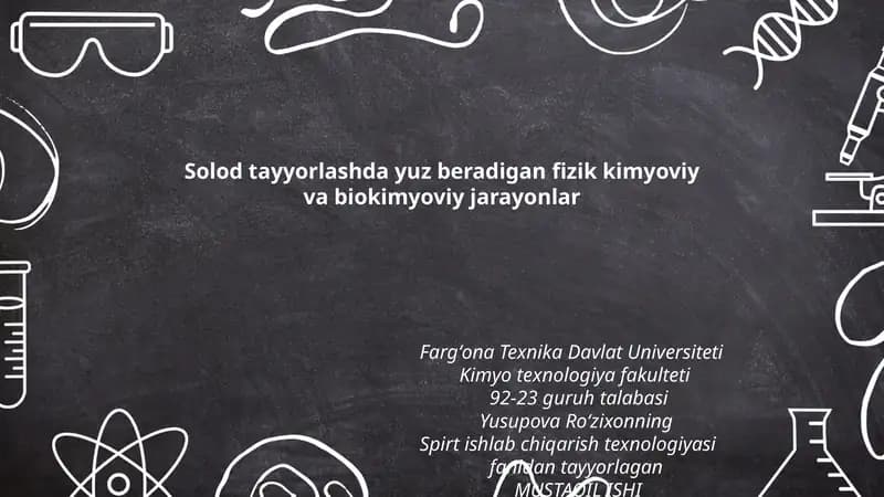 Spirt ishlab chiqarish texnologiyasi fanidan tayyorlagan