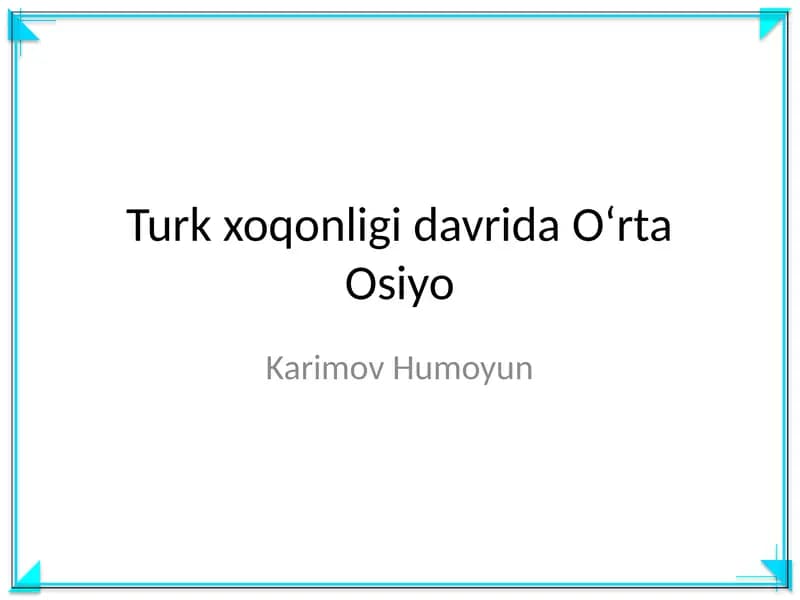 Turk xoqonligi davrida Oʻrta Osiyo