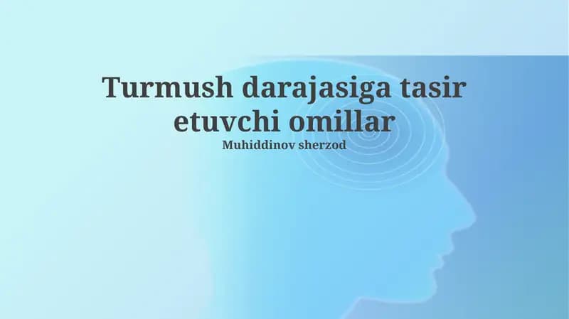 Hayot Sifatiga Ta'sir Etuvchi Omillar