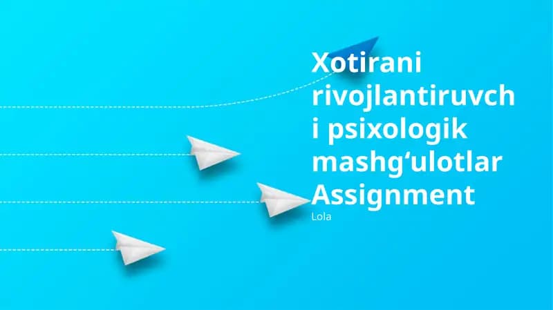Xotirani rivojlantiruvchi psixologik mashg‘ulotlar