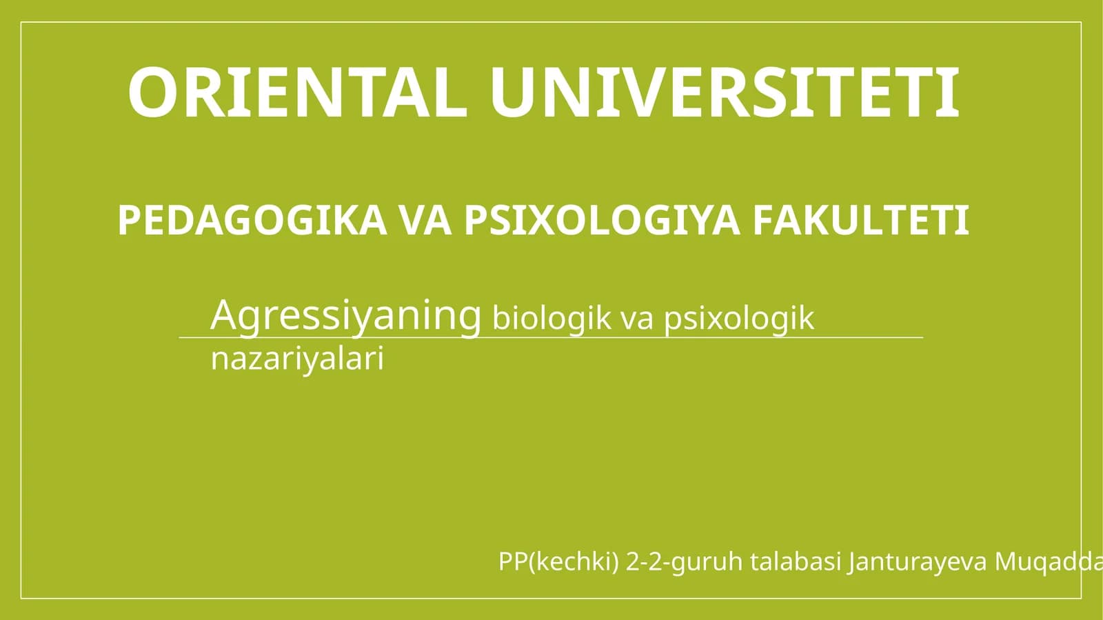 Agressiyaning biologik va psixologik nazariyalari