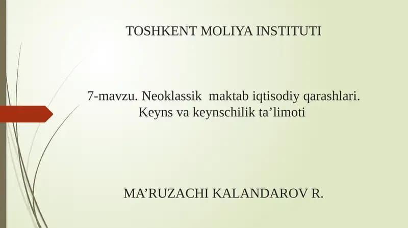 Neoklassik maktab iqtisodiy qarashlari