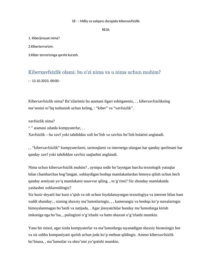 Kiberxavfsizlik muammolari va ularni hal etish usullari