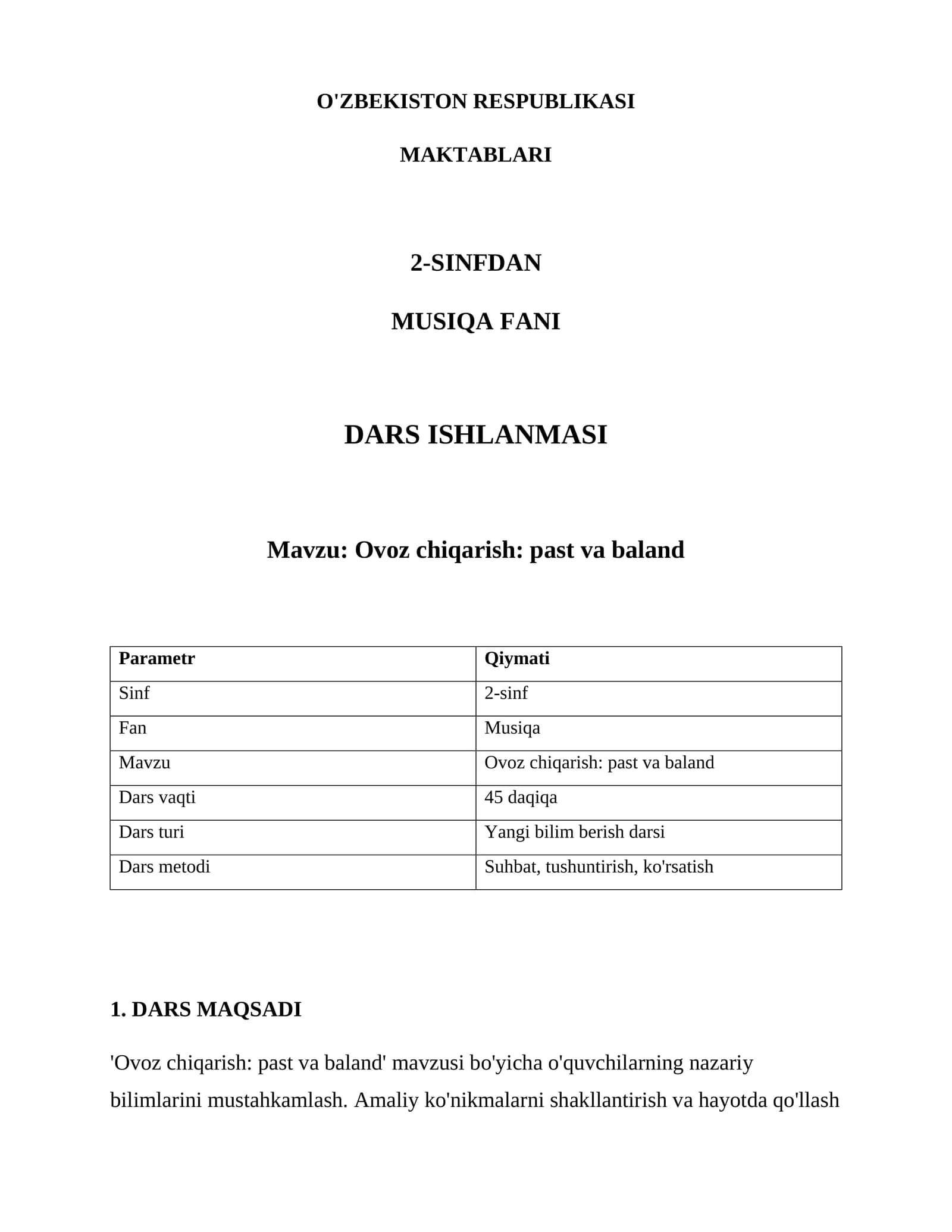 Ovoz chiqarish: past va baland
