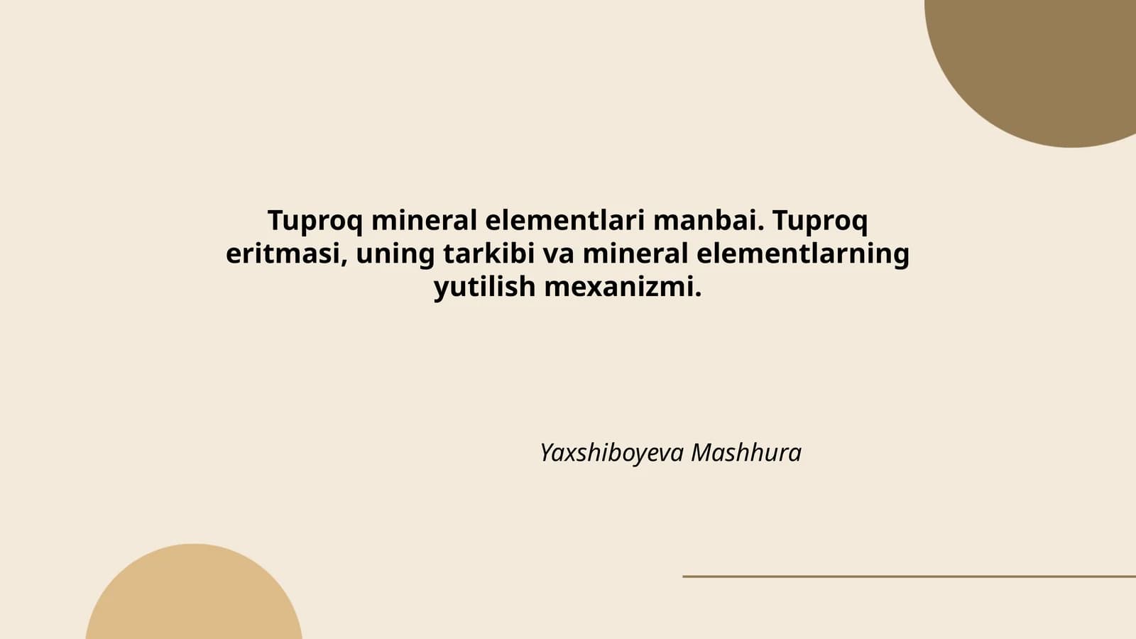 Tuproq mineral elementlari manbai. Tuproq eritmasi, uning tarkibi va mineral elementlarning yutilish mexanizmi