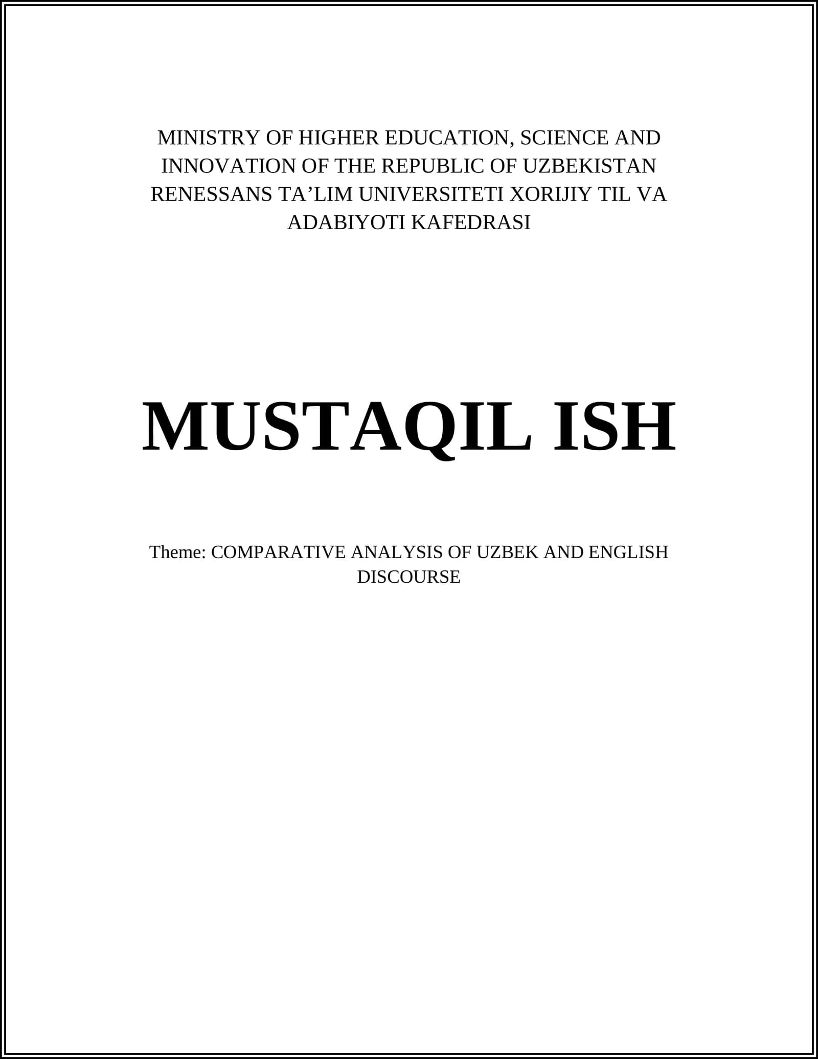 Language Structures in Uzbek and English Discourse