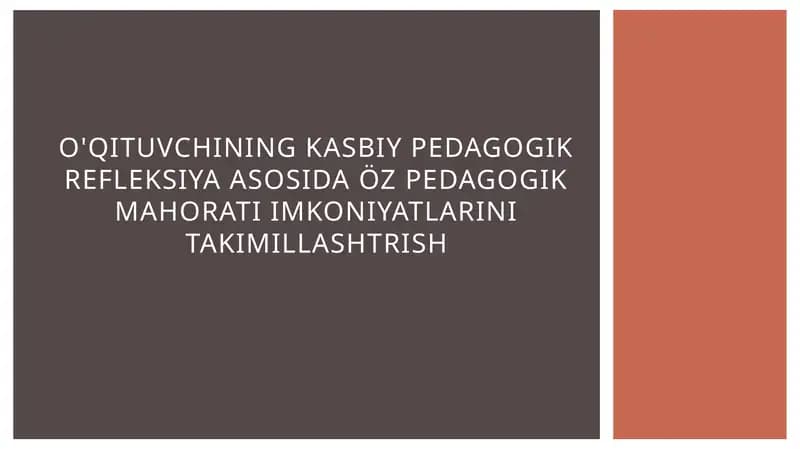 Pedagogik refleksiya asoslari