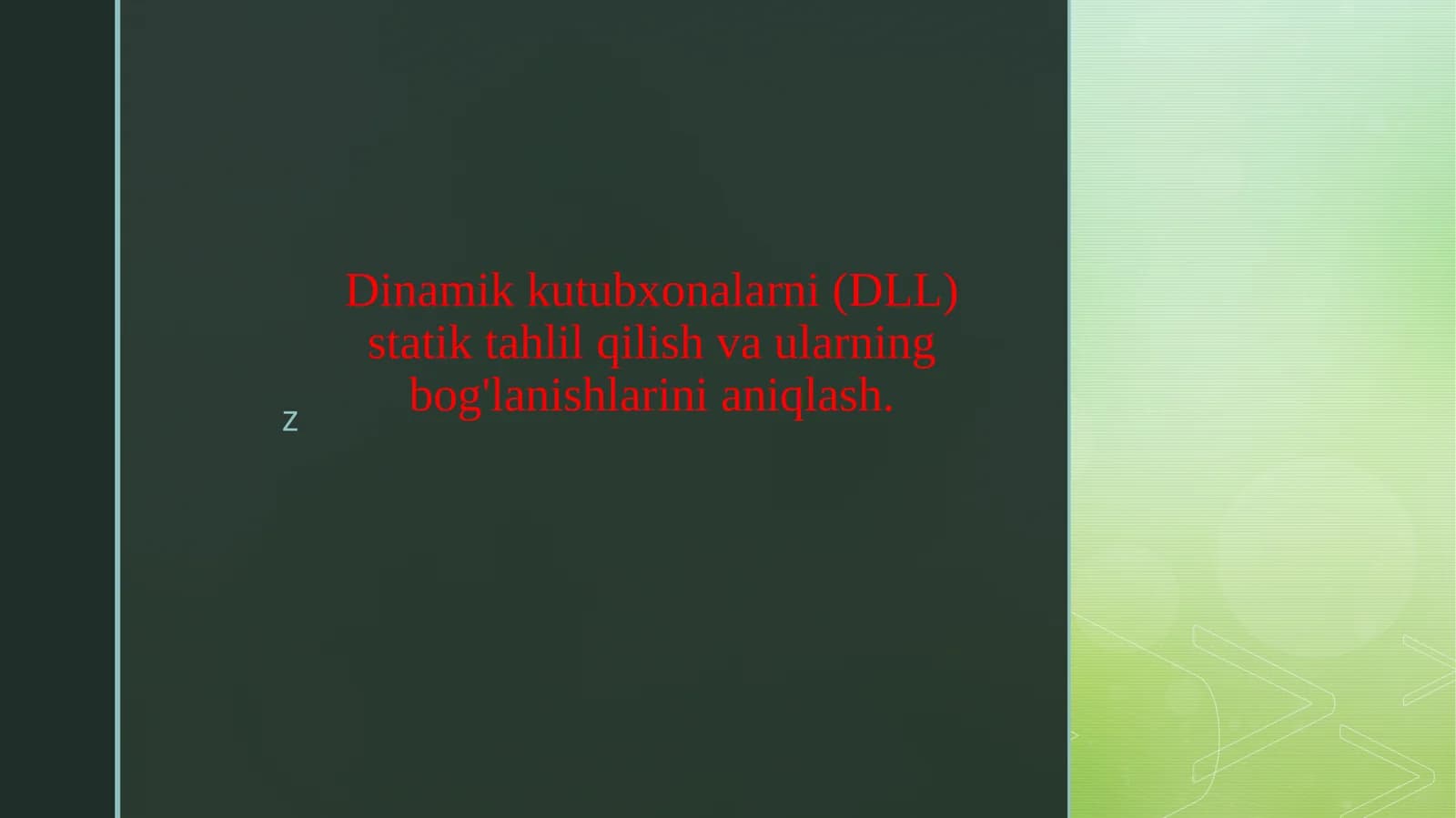 Dinamik kutubxonalarni (DLL) statik tahlil qilish va ularning bog'lanishlarini aniqlash.