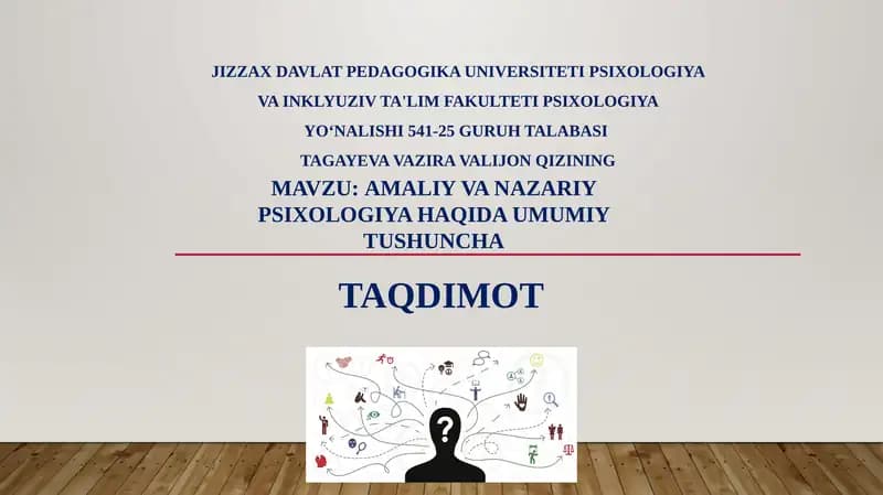 AMALIY VA NAZARIY PSIXOLOGIYA HAQIDA UMUMIY TUSHUNCHA