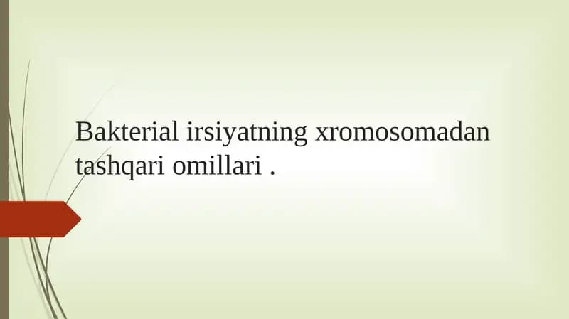 Bakterialirsiyatning xromosomadan tashqari omillari