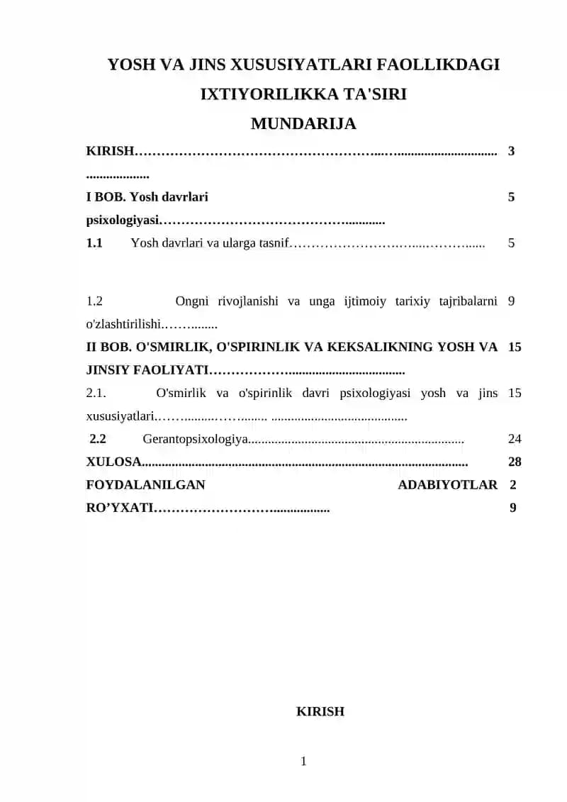 Yosh va Jins Xususiyatlari Faollikdagi Ixtiyoriylikka Ta'siri