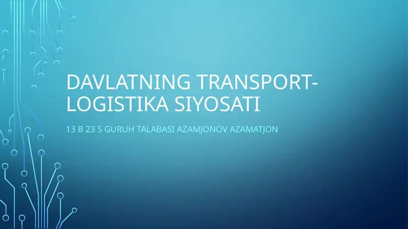Davlatning transport-logistikasiyosati