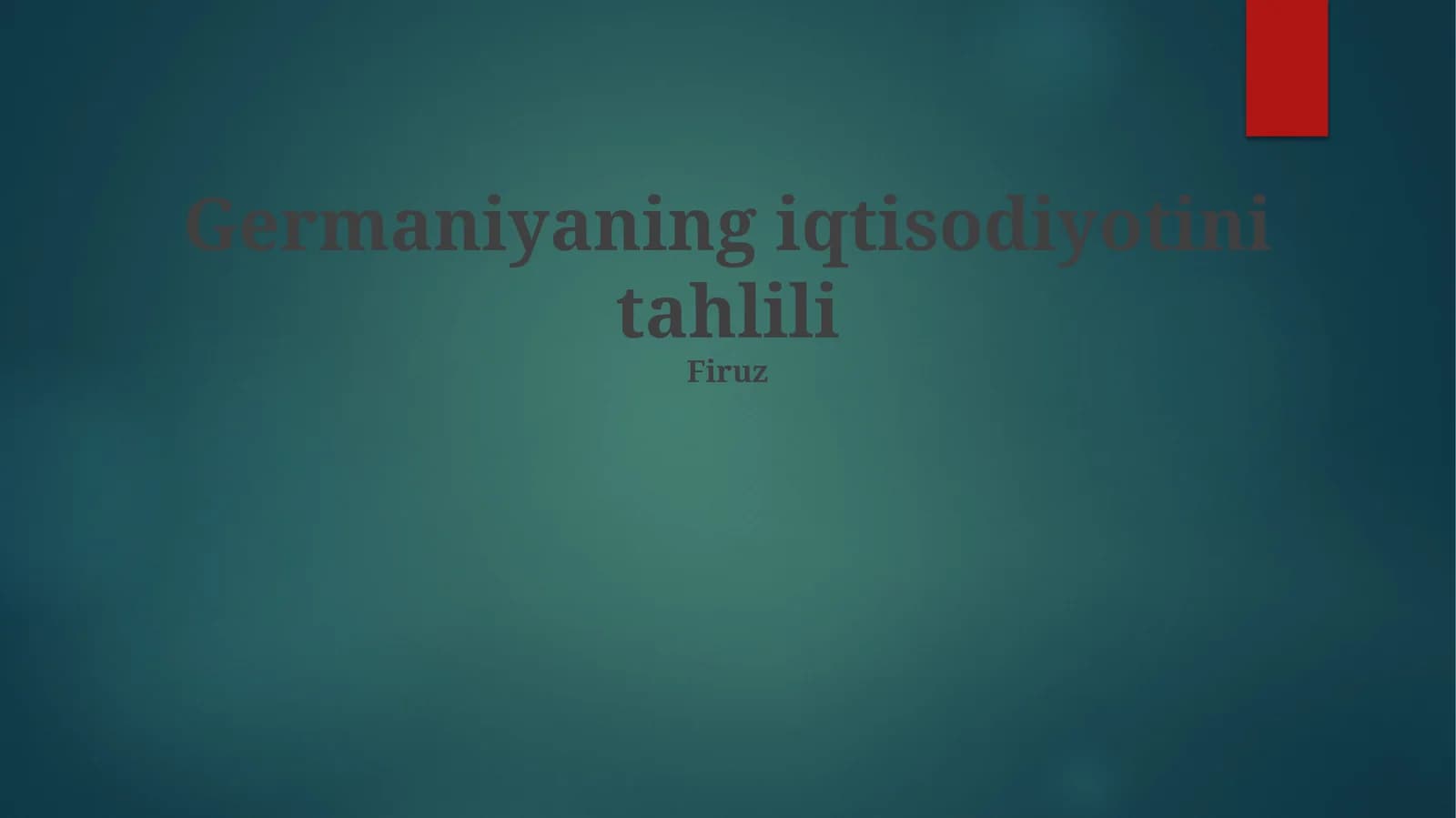 Germaniyaning iqtisodiyotini tahlili