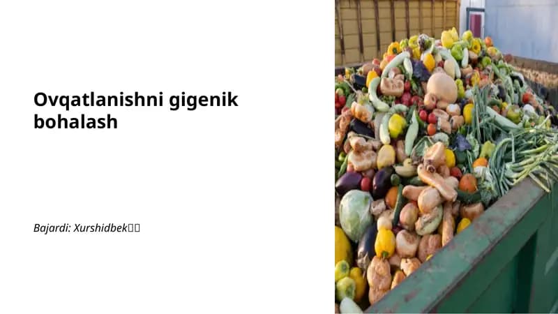 Ovqatlanishni gigenik bohalash