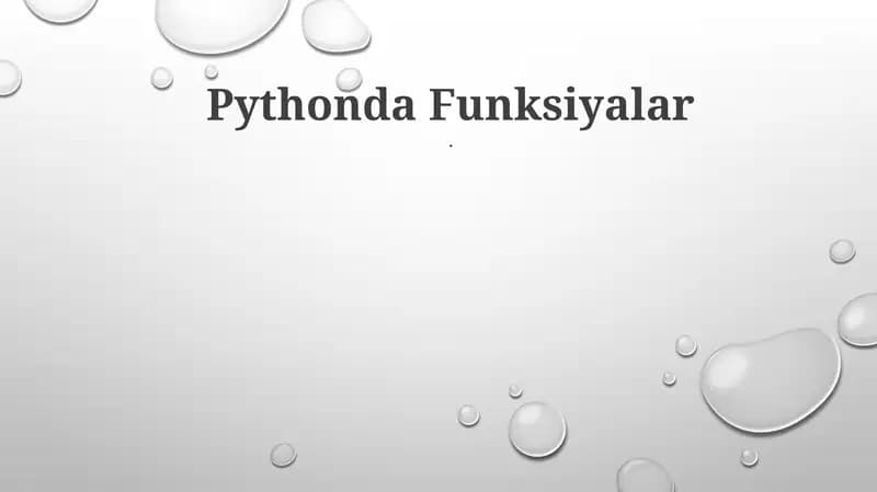 Pythonda Funksiyalar