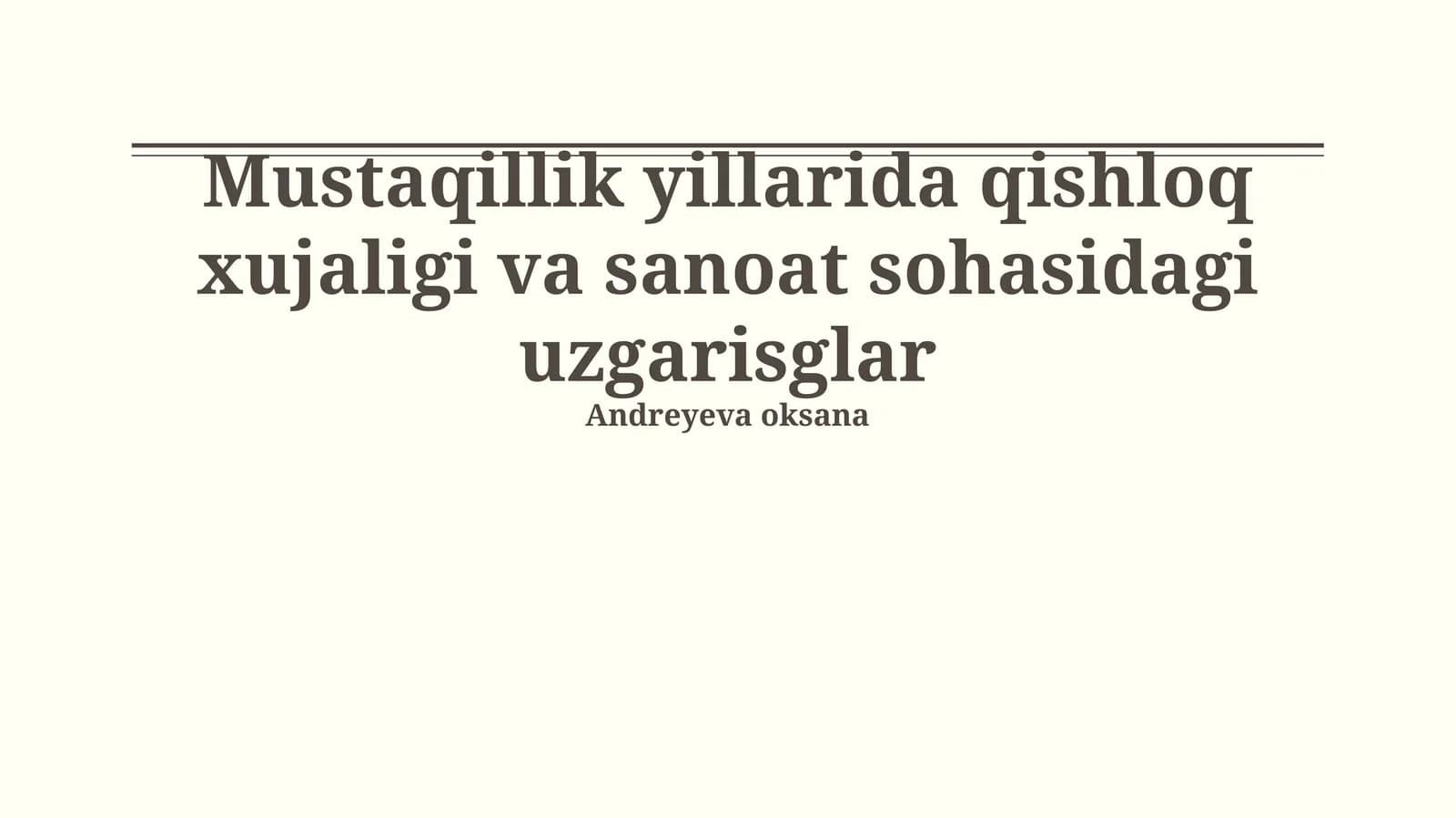 Mustaqillik Yillarida Qishloq Xujaligi va Sanoat Spheresidagi O'zgarislarni O'rganish
