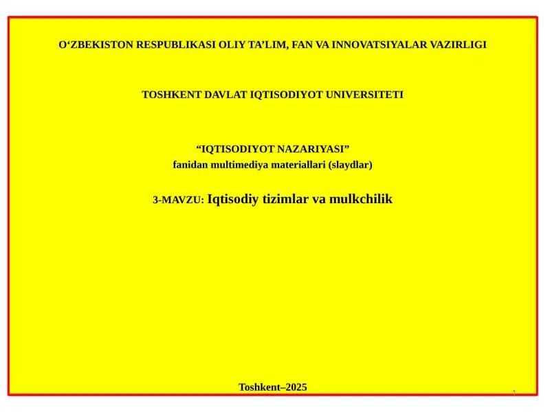 Iqtisodiyot Nazariyasi