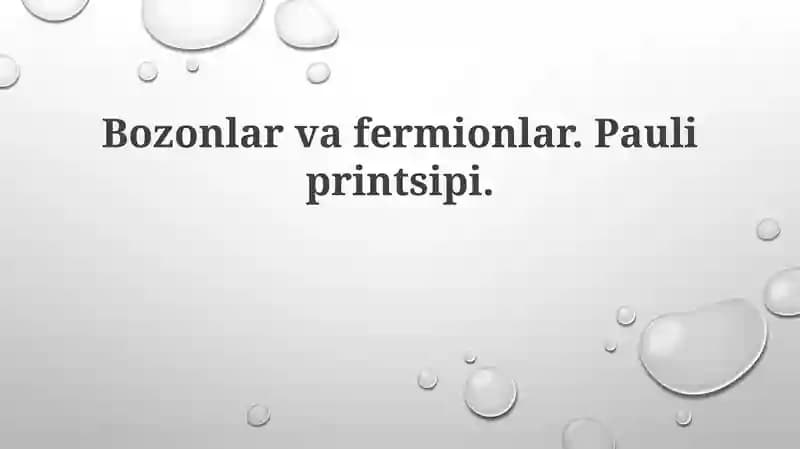 Bozonlar va Fermionlar: Asosiy Tushunchalar va Xususiyatlar