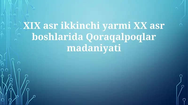 Qoraqalpoqlar Madaniyati